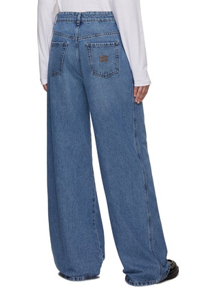 Back View - Click To Enlarge - MIU MIU - Logo Embroidered Wide Leg Jeans