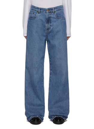 Main View - Click To Enlarge - MIU MIU - Logo Embroidered Wide Leg Jeans