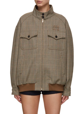 Main View - Click To Enlarge - MIU MIU - Prince de Galles Check Blouson Jacket
