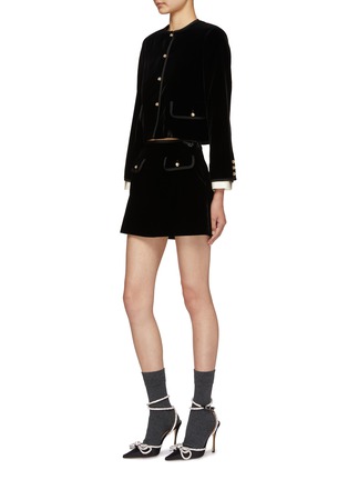 Figure View - Click To Enlarge - MIU MIU - Velvet Mini Skirt