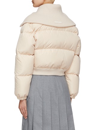 Back View - Click To Enlarge - MIU MIU - Ribbed Collar Cropped Puffer Jacket