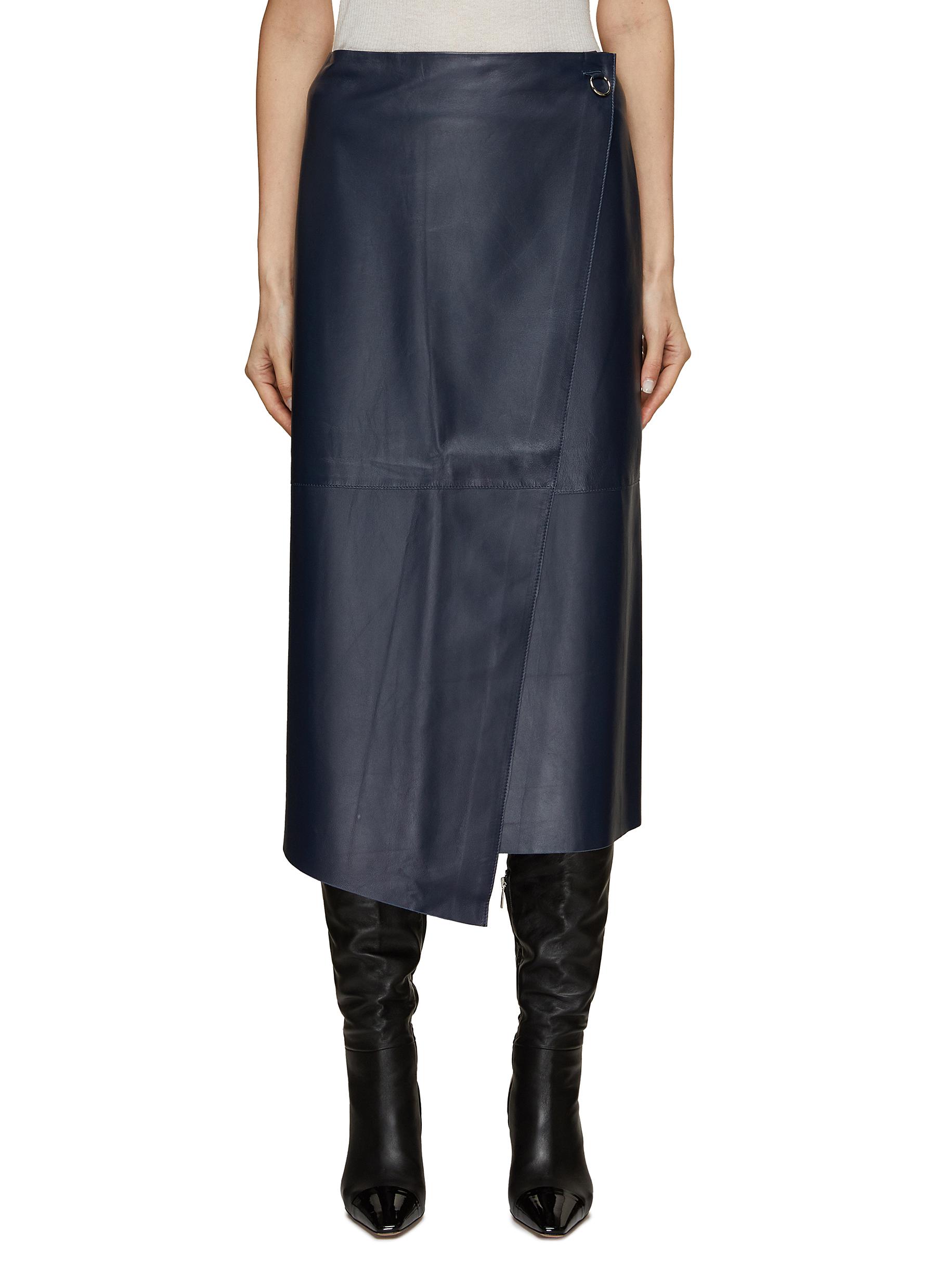 Mid length discount leather skirt