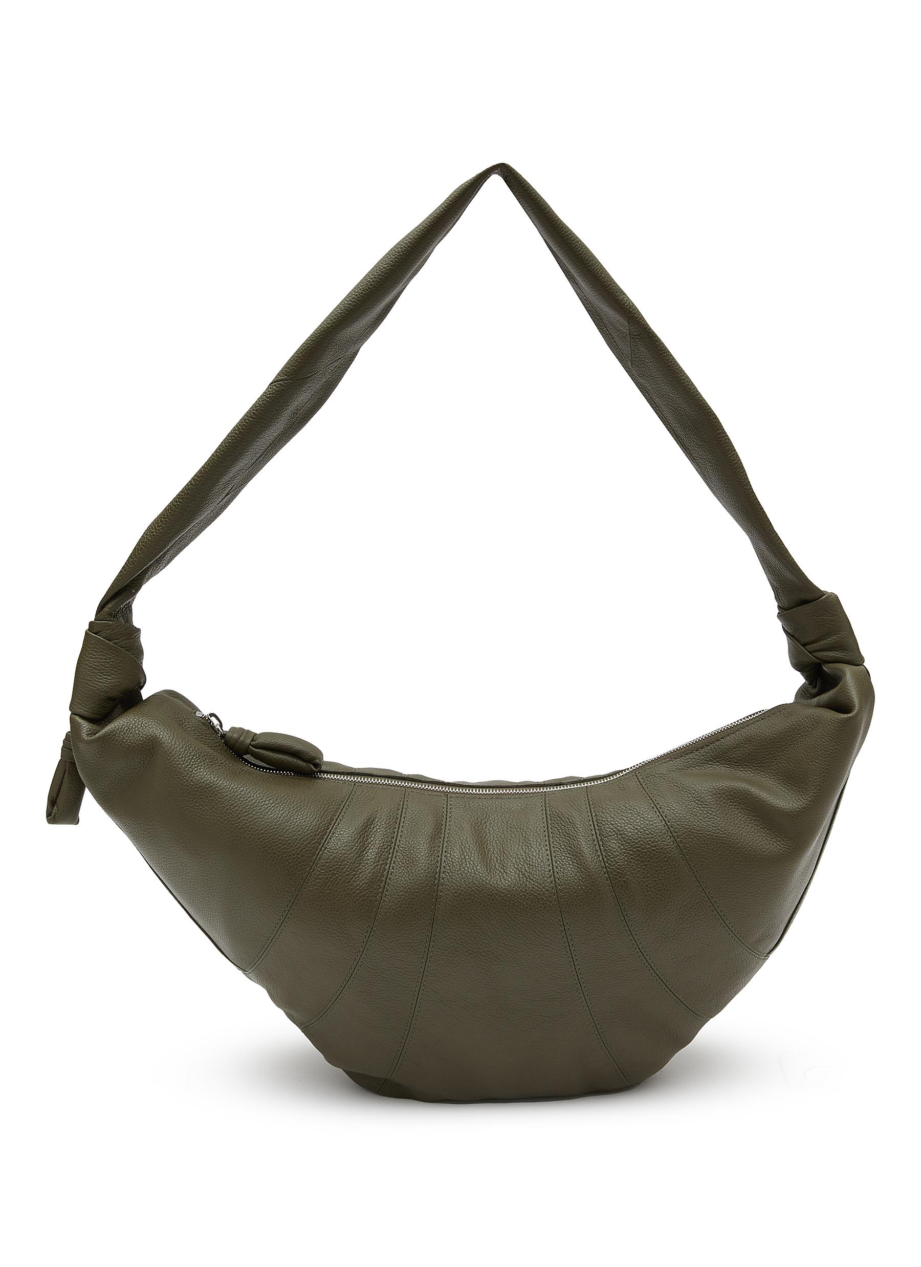 Large Croissant Grained Leather Bag