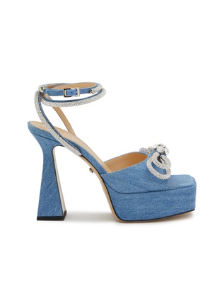 Main View - Click To Enlarge - MACH & MACH - 140 Double Bow Denim Heeled Sandals