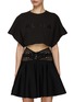 Main View - Click To Enlarge - ALAÏA - Logo Embroidery Cotton Cropped  T-Shirt