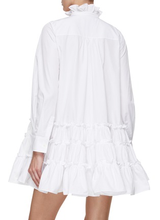 Back View - Click To Enlarge - MING MA - Ruffle High Neck Mini Shirt Dress