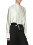 Detail View - Click To Enlarge - MING MA - Jacquard Satin Crop Shirt & Floral Vest