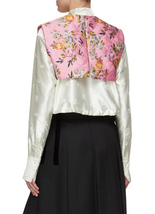 Back View - Click To Enlarge - MING MA - Jacquard Satin Crop Shirt & Floral Vest