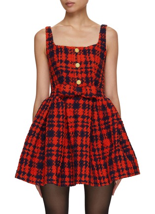 Main View - Click To Enlarge - MING MA - Checked Tweed Mini Dress