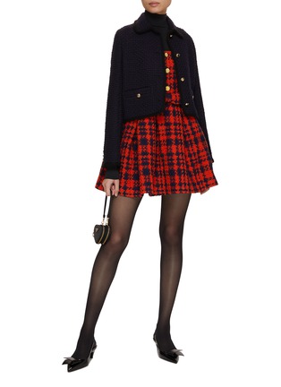 Figure View - Click To Enlarge - MING MA - Checked Tweed Mini Dress