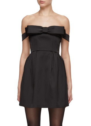 Main View - Click To Enlarge - MING MA - Off Shoulder Bow Mini Dress