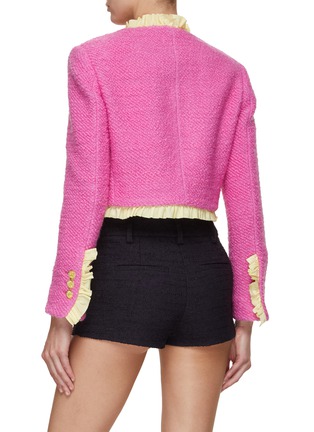 Back View - Click To Enlarge - MING MA - Ruffle Trim Wool Tweed Jacket