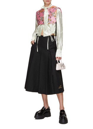 Figure View - Click To Enlarge - MING MA - Box Pleated Embroidered Midi Skirt