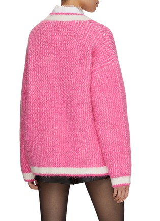 Back View - Click To Enlarge - MING MA - Oversized Striped Trim Cardigan