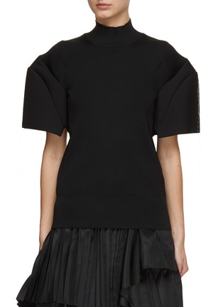 Main View - Click To Enlarge - SACAI - Puff Sleeve Suiting Knit Top