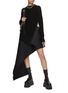 Figure View - Click To Enlarge - SACAI - Chunky Knit Asymmetric Drape Pinstripe Dress