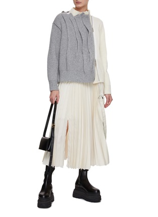 Figure View - Click To Enlarge - SACAI - Multi Panel Wool Blend Cardigan