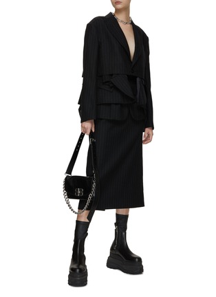 Figure View - Click To Enlarge - SACAI - Deconstructed Chalk Stripe Single Breasted Blazer