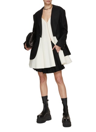 Figure View - Click To Enlarge - SACAI - Pleated Dress Insert Tailored Jacket