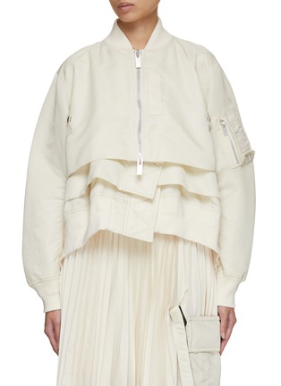 Main View - Click To Enlarge - SACAI - Tiered Cropped Bomber Jacket