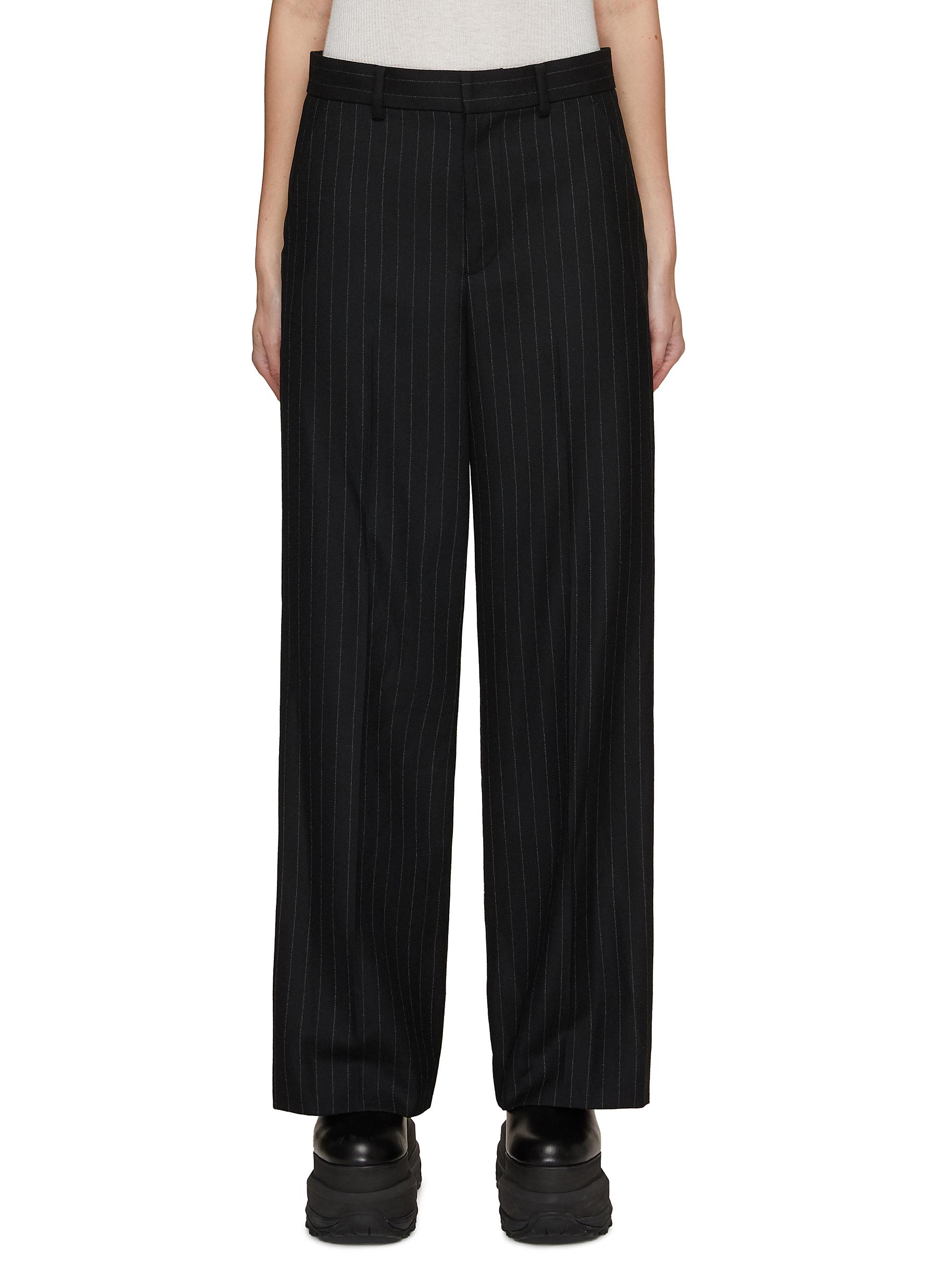 Chalk Stripe Belted Detail Suiting Pants