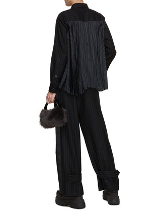 Figure View - Click To Enlarge - SACAI - Chalk Stripe Belted Detail Suiting Pants