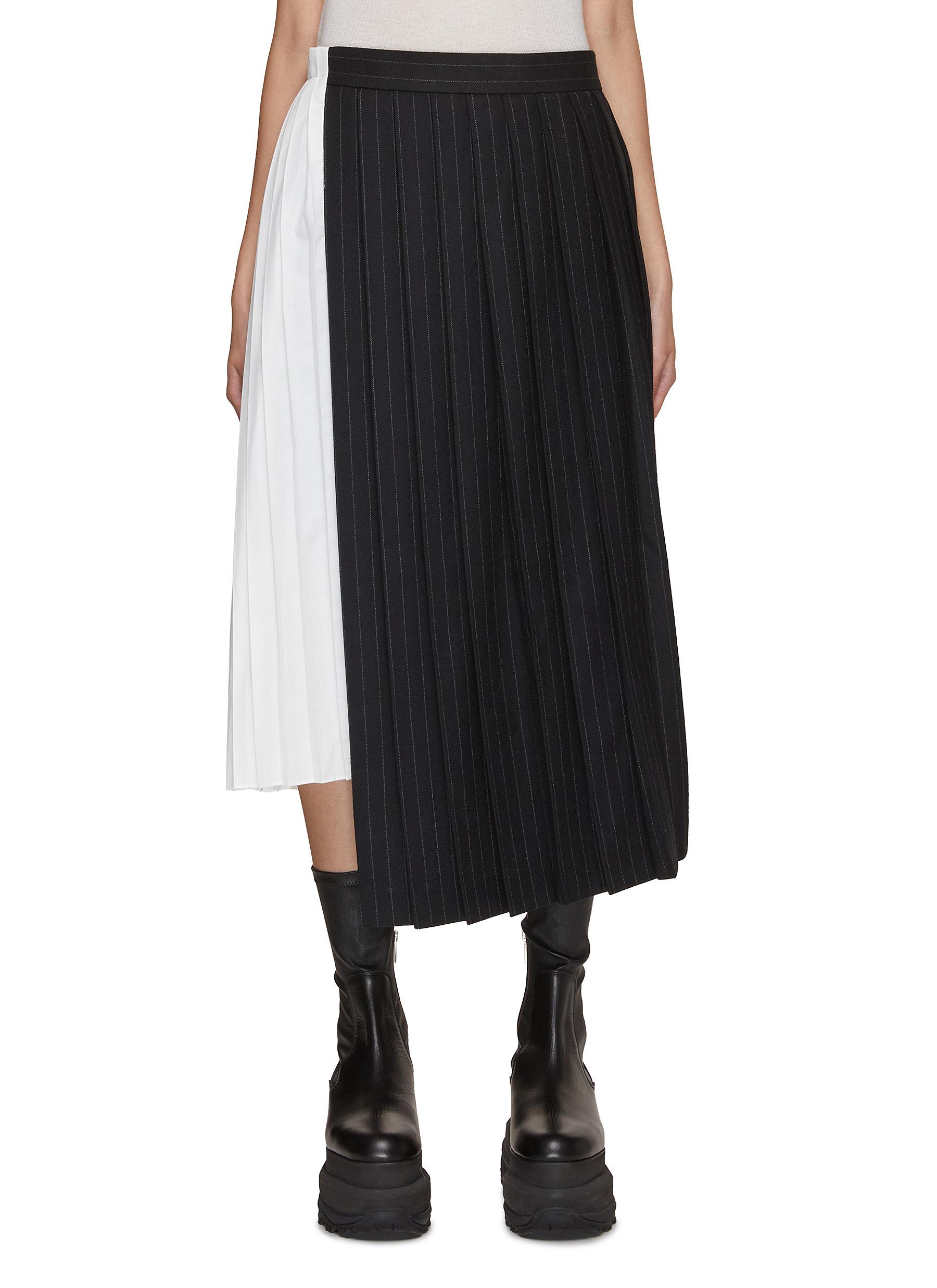 Bifabric Pleated Midi Skirt