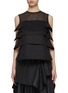 Main View - Click To Enlarge - SACAI - Tiered Chiffon Poplin Mix Top