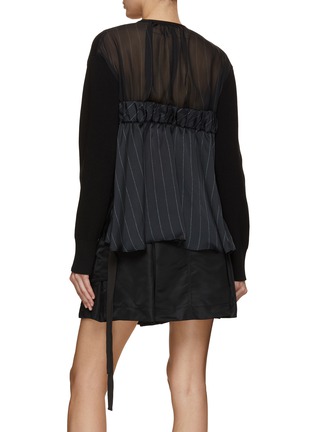 Back View - Click To Enlarge - SACAI - Bifabric Chalk Stripe Back Cardigan