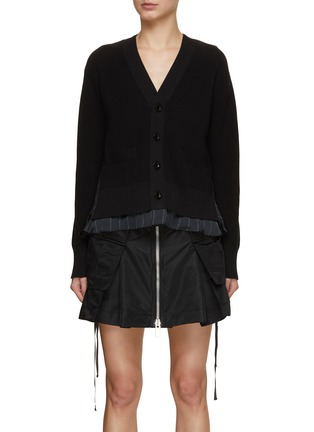 Main View - Click To Enlarge - SACAI - Bifabric Chalk Stripe Back Cardigan