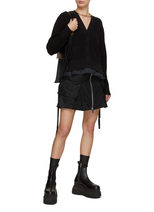 Figure View - Click To Enlarge - SACAI - Bifabric Chalk Stripe Back Cardigan