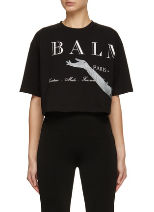 Main View - Click To Enlarge - BALMAIN - Jolie Madame Print Crop T-Shirt