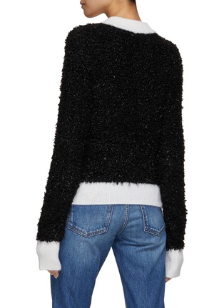 Back View - Click To Enlarge - BALMAIN - Furry Tweed Contrast Trim Cardigan