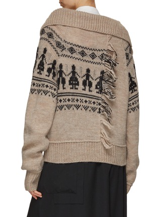Back View - Click To Enlarge - Y'S - Fringed Rag Wool Knit Jacket
