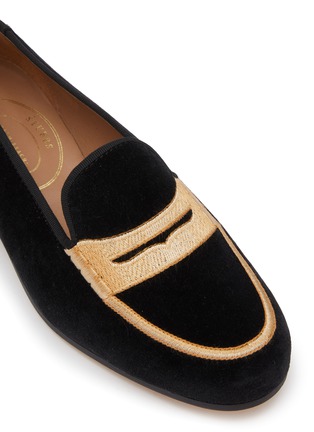 Detail View - Click To Enlarge - STUBBS & WOOTTON - Keeper Embroidered Velvet Penny Loafers