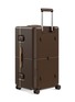 Front View - Click To Enlarge - JULY - Checked Trunk Suitcase — Matte Brown