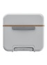 Back View - Click To Enlarge - JULY - Checked Trunk Suitcase — Matte Light Grey