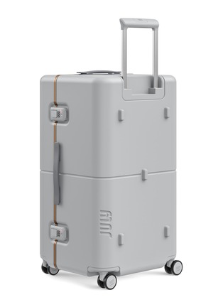 Front View - Click To Enlarge - JULY - Checked Trunk Suitcase — Matte Light Grey