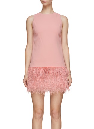 Main View - Click To Enlarge - ALICE & OLIVIA - Coley Feather Trim Mini Dress