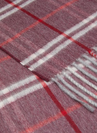 Detail View - Click To Enlarge - COLOMBO - Fringed Check Cashmere Scarf
