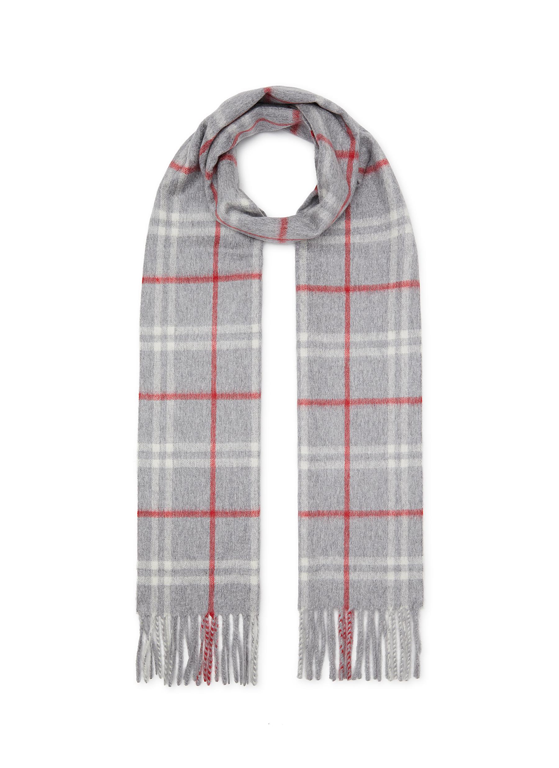 Fringed Check Cashmere Scarf