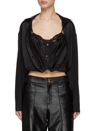 Main View - Click To Enlarge - T BY ALEXANDER WANG - Cami Insert Silk Button Up Shirt