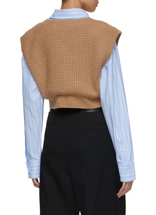 Back View - Click To Enlarge - T BY ALEXANDER WANG - Waffle Knit Vest With Oxford Shirting