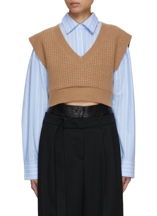 Main View - Click To Enlarge - T BY ALEXANDER WANG - Waffle Knit Vest With Oxford Shirting