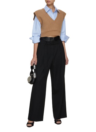 Figure View - Click To Enlarge - T BY ALEXANDER WANG - Waffle Knit Vest With Oxford Shirting