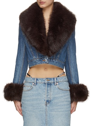 Main View - Click To Enlarge - ALEXANDERWANG - Faux Fur Collar Denim Jacket