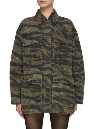 Main View - Click To Enlarge - ALEXANDERWANG - Camo Cinch Waist Denim Jacket