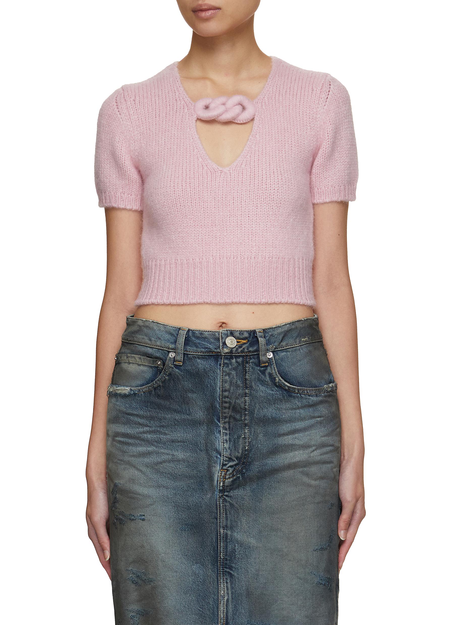 ALEXANDER WANG Crochet Covered Chain T Shirt PINK Women