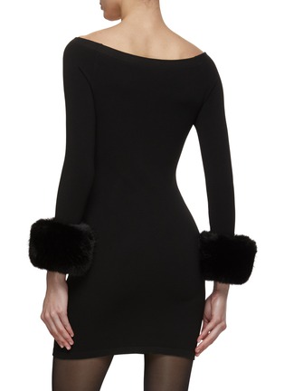Back View - Click To Enlarge - ALEXANDER WANG - Detachable Faux Fur Cuff Mini Dress