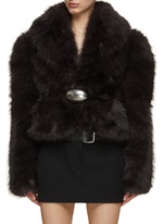 ALEXANDER WANG Chubby Fur Coat With Logo Plate Women Lane